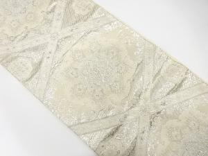 アンティーク　斜め格子に華紋織り出し袋帯（材料）